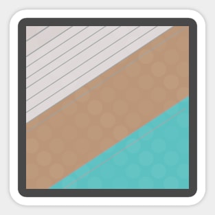 Geometric Lines | Abstract Art Design | Diagonal | White, Brown and Blue / Turquoise Sticker